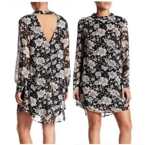 ASTR The Label Floral Long Sleeve Halter Style Dress Sz S